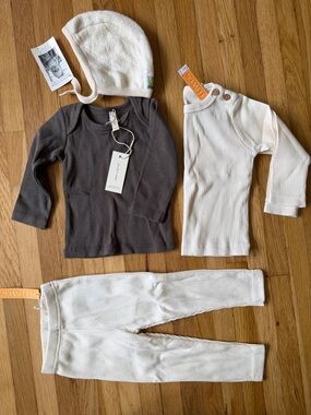 Quincy Mae Ribbed Baby Top - Taupe Brown BUNDLE